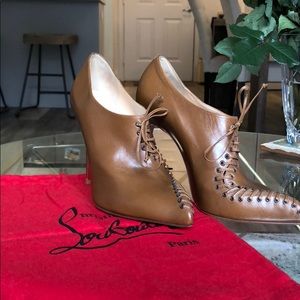 Christian Louboutin Tan Laced Bootie Heel 38
